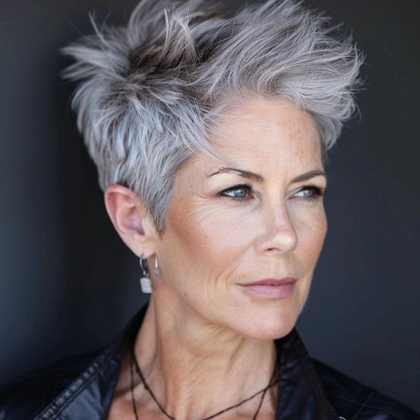 Short Messy Haircuts, Edgy Pixie Hairstyles, Short Punk Hair, Hair Cuts 2017, Silver Blonde Hair, Short Silver Hair, Short Spiky Hairstyles, Short Sassy Haircuts, Short Shag Hairstyles