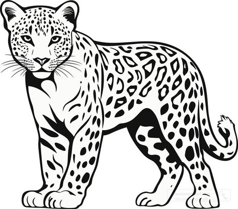 leopard 1 black outline clip art How To Draw A Leopard, Leopard Cartoon Drawing, Leopard Drawing Easy, Leopard Outline, Leopard Coloring Pages, Leopard Images, Wild Animal Drawing, Leopard Sketch, Jungle Theme Classroom Decorations