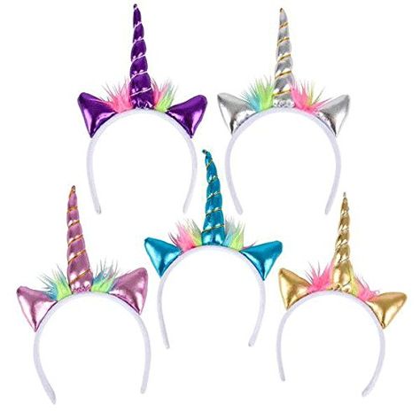 Metallic Unicorn Headbands - 12 ct Novelty Toys Unicorn And Dinosaur Party, Unicorn Dinosaur Party, Unicorn 4th Birthday, Unicorn Bday Party, Unicorns And Dragons, Unicorn Dinosaur, Headband Costume, Unicorn Fairy, Unicorn And Rainbow