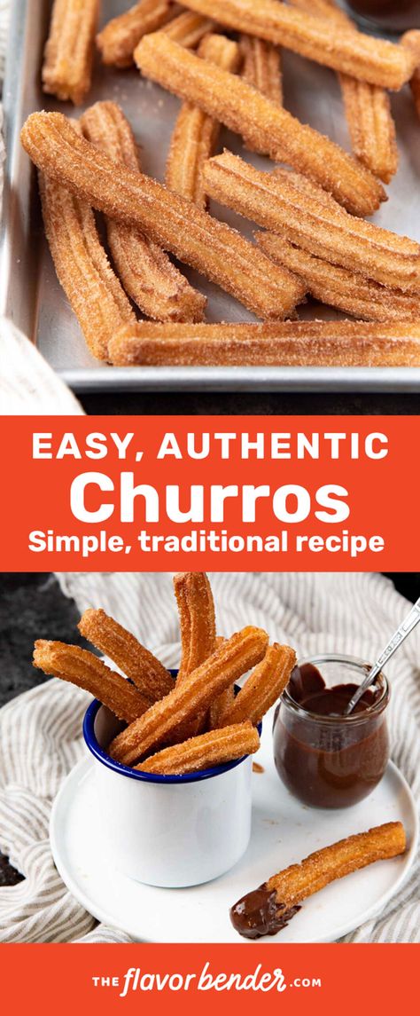 Mexican Churros Recipe, Authentic Churros, Spanish Churros Recipe, Best Churros Recipe, Easy Churros, Easy Churros Recipe, Homemade Churros, Churros Recipe, Mexican Dessert Recipes