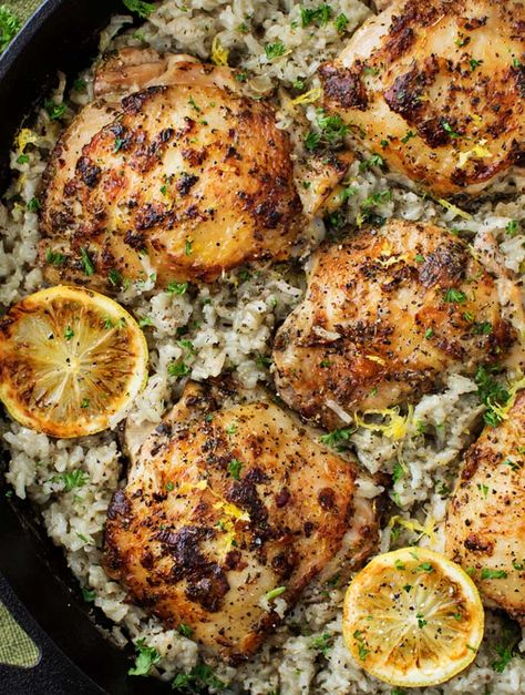 ******Double the rice and rice flavoring next time******* Chicken And Rice Recipes, Chicken With Lemon, Greek Chicken Recipes, Greek Lemon Chicken, Lemon Rice, Greek Flavors, Garlic Butter Chicken, Greek Chicken, Bon Appetite