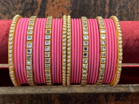 Just rs 599+ship...tndqjm... Indian bangles set,Matt metal bangle set with kundan kada bangles,velvet bangles,Punjabi bangles,velvet bangles,thread bangles Pink Bangles Set, Punjabi Bangles, Indian Bangles Set, Colourful Bangles, Velvet Bangles, Kundan Kada, Pink Bangles, Kada Bangles, Colorful Bangles