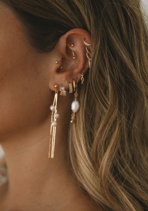 The Pearl Drop Huggie – Jay Nicole Designs Earring Stack Ideas, Xoxo Jewelry, Earring Stack, Cool Ear Piercings, Whimsical Jewelry, Bow Bracelet, 2 Earrings, Jewelry Essentials, Jewelry Lookbook