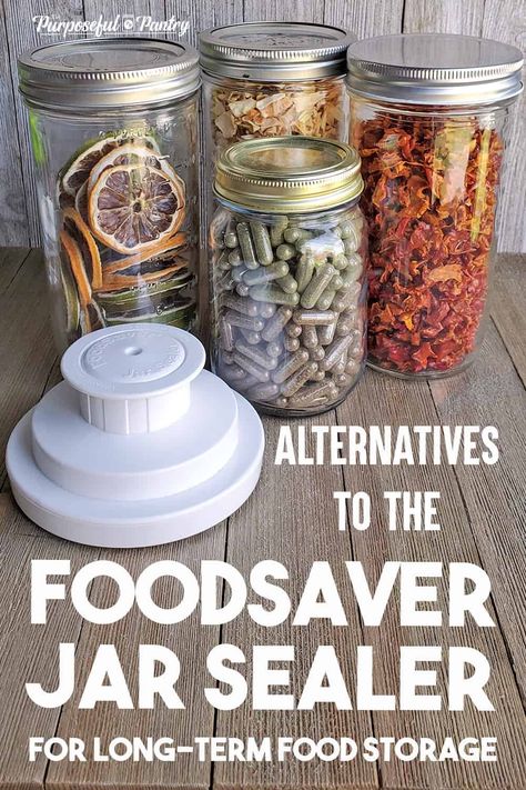 Storing Food In Mason Jars, Canning With Vacuum Sealer, How To Vacuum Seal Mason Jars, Mason Jar Vacuum Sealer, Vacuum Canning In A Jar, Vacuum Sealer Hacks, Vacume Seal Ideas Food Storage, Mason Jar Vacuum Sealing, Vacuum Sealing Food In Jars