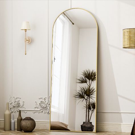 Floor Length Mirror Living Room, Arch Floor Mirror, Full Length Mirror Stand, Spiegel Gold, Floor Length Mirror, Full Length Floor Mirror, Freestanding Mirrors, Leaning Mirror, Full Length Mirror Wall