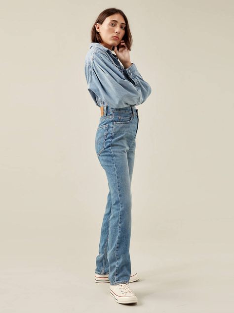 70's High Rise Slim Straight Women's Jeans - Medium Wash | Levi's® US High Straight Jeans, New Fashion Trends, Denim Jackets, Clothes Style, Levi's Jeans, Levis Jeans, Jeans Denim, Jacket Outfits, Straight Jeans