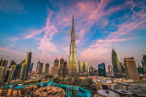 A view of the Burj Khalifa on December 31, 2019. Burj Khalifa Photography, Dubai Buildings, World Famous Buildings, Dubai Frame, Water Theme Park, Artificial Island, Dubai Skyscraper, Indoor Waterfall, Famous Architecture