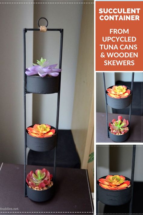 Tuna Can Upcycle, Tuna Tin Can Crafts, Tuna Cans Crafts Ideas, Tuna Can Crafts, Diy Elegant Home Decor, Skewer Crafts, Upcycled Cans, Tuna Cans, Pop Can Crafts