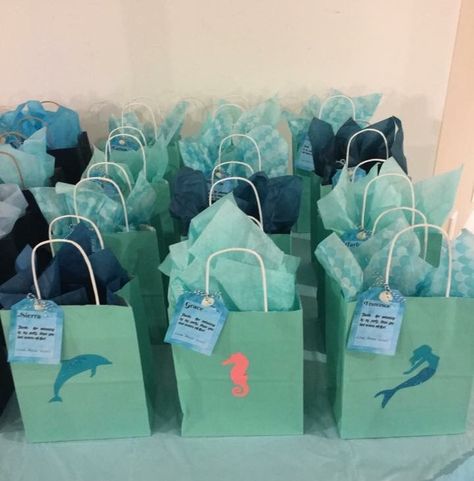 Mermaid Loot Bag Ideas, Pastel Mermaid, Under The Sea Decorations, Birthday Sleepover, Sea Turtle Gifts, Shades Of Aqua, Ocean Gifts, Clothing Packaging, Turtle Gifts