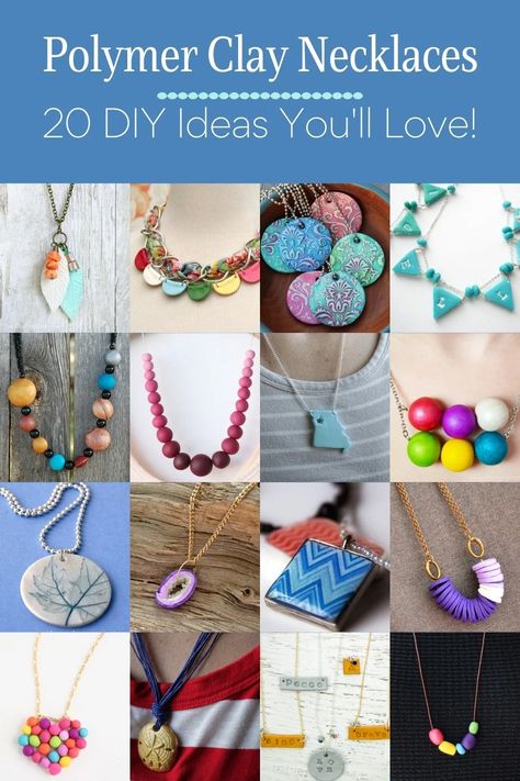 Polymer Clay Necklace Ideas You'll Want to Try - DIY Candy Clay Necklace Ideas, Jewelry Ideas Necklace, Polymer Clay Necklace Ideas, Polymer Clay Jewelry Ideas, Clay Jewelry Ideas, Polymer Necklace, Polymer Clay Beads Diy, Polymer Clay Beaded Necklace, Easy Polymer Clay