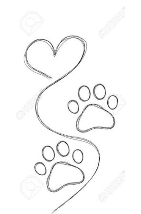 Cute Cat Paw Tattoo, How To Draw A Paw Print, Cat Doodles Easy, Dog Paws Drawing, Labrador Drawing Simple, Dog Outline Drawing, Dog Paw Print Tattoo, Paw Print Drawing, Dog Paw Art