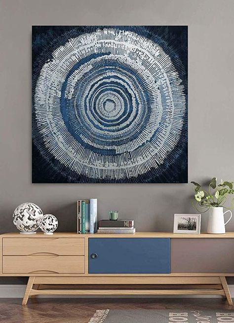 Abstract Wall Art Painting, Navy Blue Walls, Blue Artwork, Colorful Oil Painting, Soyut Sanat Tabloları, Living Room Canvas, Beginner Painting, Hand Painted Canvas, Metallic Foil