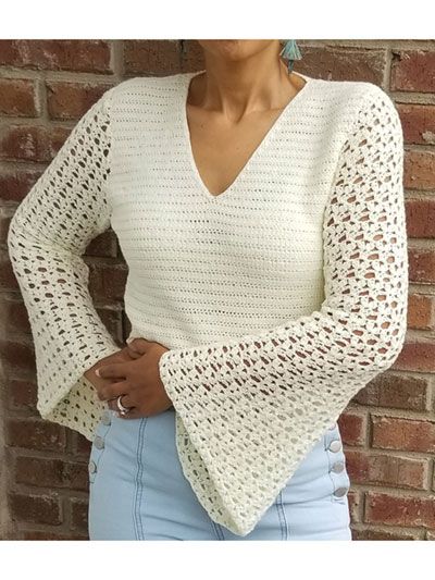 Crochet Patterns - Page 1 Megan Anderson, Crochet Bell Sleeve, 4mm Crochet Hook, Square Top, Crochet Cardigan Pattern, Pattern Ideas, Crochet Woman, Crochet Skirt, Crochet Top Pattern