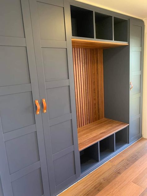 Ikea Mud Room, Hallway Cupboards, Bench Under Window, Small Mudroom Ideas, Mudroom Remodel, Mud Room Entry, Entryway Closet, Mudroom Bench Plans, Mudroom Entryway