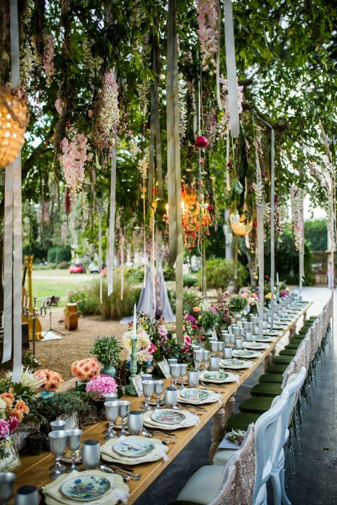 Midsummers night dream wedding Midsummer Nights Dream Party, Outdoor Dinner Party, Midsummer Nights Dream Wedding, Enchanted Forest Wedding, Dream Party, Outdoor Dinner, Fairy Wedding, Luxury Wedding Venues, Table Set Up