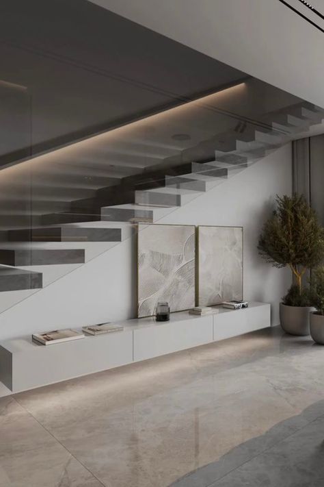 Modern staircase with exquisite lighting Home Aesthetic Modern, Modern Home Aesthetic, Staircase Interior Design, Luxury Staircase, Staircase Design Modern, Stairs Design Interior, Escalier Design, Stairs Architecture, Stairs Design Modern