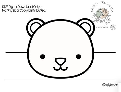 Get this printable 'Polar Bear' children's headband today! You can download it, print it, and cut it. Check out this headband and others of all kinds! Bear Headband, Headband Black, Cut It, Polar Bear, To Color, Black White, Black And White, White, Color