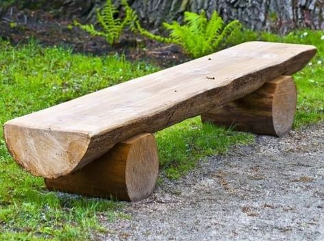 Inspiring Bench Design Ideas to Complete Beautiful Look of Your Garden Rustic Outdoor Benches, Log Benches, Log Bench, Log Ideas, Rustic Log Furniture, Wood Benches, Garden Bench Diy, Outdoor Garden Bench, Rustic Wooden Bench