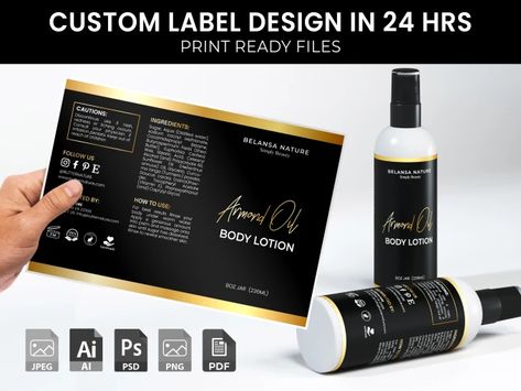 Do amazing product label and packaging design by Kevinsheno | Fiverr Hair Oil Design, Skincare Labels, Body Butter Labels, Custom Label Design, Product Label Design, Beauty Products Labels, Tea Labels, Essential Oil Labels, Packaging Label Design