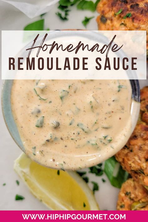 How to Make Remoulade Sauce - Hip Hip Gourmet Remuloude Sauce Recipe, Remolaude Sauce, Creamy Horseradish Sauce, Capers Recipe, Sandwich Sauces, Summer Sides, Remoulade Sauce, Vegetarian Sides, Dipping Sauces