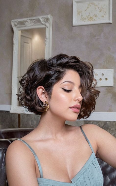 Celebrate your beauty with these 10 stunning short wavy bob ideas for 2024, crafted to accentuate and enhance your natural features. Short Wavy Bob Hairstyles, Short Wavy Bob Haircuts, Short Shaggy Hairstyles, Pixie Cut Curly Hair, Layered Curly Haircuts, Bob Ideas, Haircuts To Try, Shaggy Hairstyles, Shaggy Bob Hairstyles