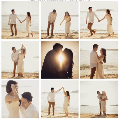 Beach Prewedding Ideas, Prewedding Photoshoot Ideas Unique, Prewedding At Beach, Engagment Beach Photoshoot, Postweddingshoot Ideas, Prewedding Beach Photography, Beach Prenup Ideas Outfits, Prewedding Beach Ideas, Prewedding Ideas Outdoor Casual