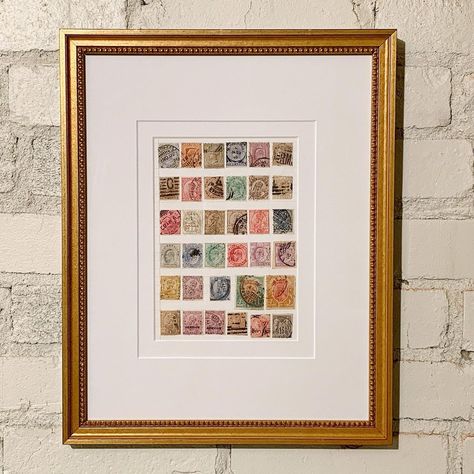 Prints Charming Soho on Instagram: “New in the shop! Framed pages of collections of 19th century European stamps, 12.25” x 15.25”. Swipe ⬅️ for details and all available. Tap…” Stamp Display, Cane Cabinet, Homemade Stamps, Postage Stamp Art, Bright Florals, Storing Cookies, Stamp Art, Postage Stamp, Stamp Collecting