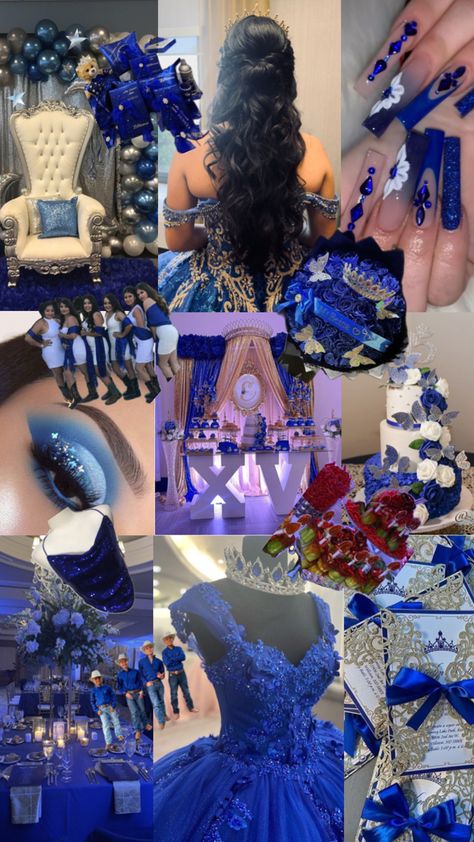 #darkbluequince Royal Blue Quinceanera Ideas, Royal Blue Quinceanera Decorations, Royal Blue Quince Theme, Royal Blue Quinceanera Theme, Blue Quinceanera Ideas, Blue Quinceanera Theme, Baby Blue Quinceanera, Cinderella Quinceanera Themes, Royal Blue Quinceanera Dresses