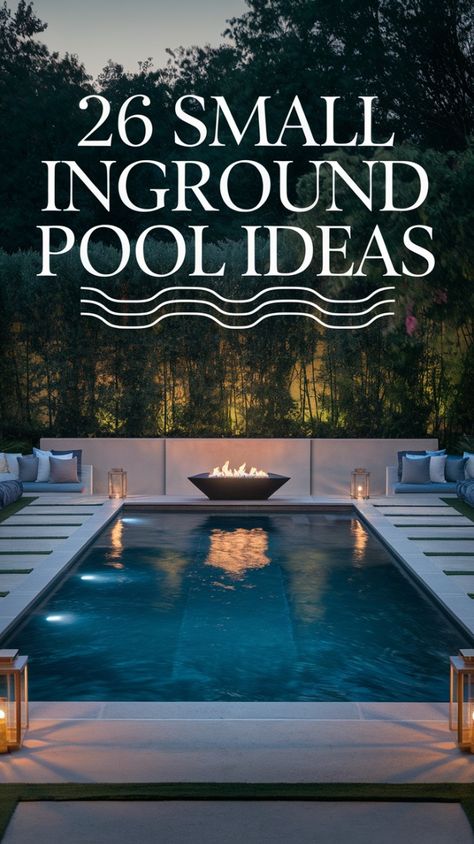 #SmallPoolIdeas #OutdoorOasis #PoolDesign Dream Swimming Pools, Inground Pool Backyard Ideas, Cocktail Pool With Spa, Backyard With Plunge Pool, Residential Pool Design, Dark Swimming Pools, Small Underground Pool Ideas, Waterfall Swimming Pool, Luxury Swimming Pools Outdoor