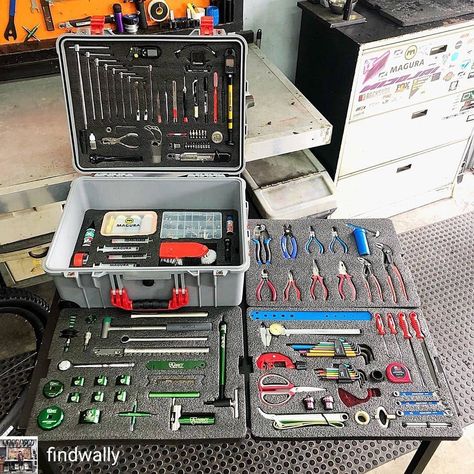 Abbey Bike Tools on Instagram: “Nice setup from @findwally #toolboxwars” Tool Box Foam, Bike Tool Kit, Mechanic Tool Box, Officine In Garage, Bicycle Tools, Gear Room, Tool Box Organization, Garage Style, Wooden Bike