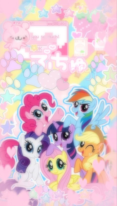 Mlp Wallpaper, Kawaii Background, My Little Pony Wallpaper, Kawaii Core, Sanrio Wallpaper, My Little Pony Characters, Mlp My Little Pony, Kawaii Wallpaper, Fluttershy