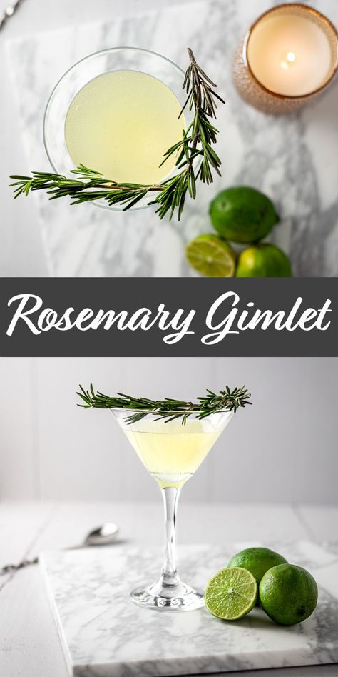 Rosemary Alcohol Drinks, Rosemary Gimlet Recipe, Rosemary Vodka Cocktail, Cocktail With Rosemary, Gin Rosemary Cocktail, Drinks With Rosemary, Rosemary Cocktail Recipes, Rosemary Drinks, Gin Gimlet Recipe