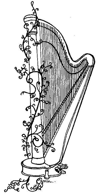 Harp Sketch, Celtic Harp Tattoo, Harp Drawing, Irish Harp Tattoo, Harp Illustration, Harp Tattoo, Harp Art, Miscellaneous Tattoos, Celtic Harp