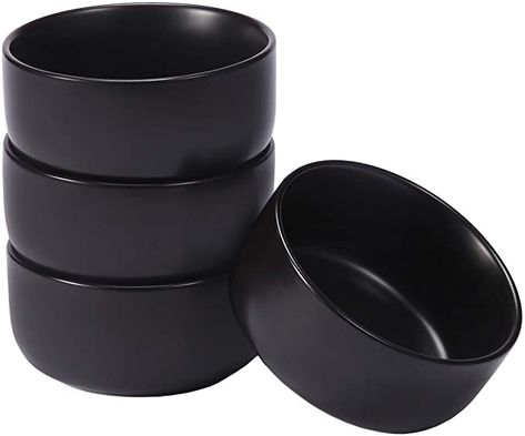 Amazon.com: AQUIVER 10 Ounces Ceramic Bowl Set - Porcelain Matte Small Bowls - Side Dishes for Desserts, Ice Cream, Snacks, Condiments, Souffle, Yogurt, Soup - Dipping Sauce Bowl Set of 4 (Black) : Home & Kitchen Yogurt Soup, Soup Bowls Ceramic, Desserts Ice Cream, Ice Cream Snacks, Ceramic Bowl Set, Wood Salad Bowls, Bowl Of Cereal, Black Bowl, Serving Bowl Set