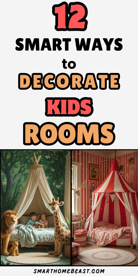 "12 smart ways to decorate kids' rooms that are both fun and functional! From playful storage solutions to creative wall art, transform your child's space with these inspiring ideas. Perfect for any age and style. #KidsRoomDecor #KidsRoomInspo #KidsRoomIdeas" Creative Storage Ideas, Space Kids Room, Small Playroom, Murals For Kids, Creative Wall Art, Classy Decor, Bedroom Gift, Creative Storage, Toy Rooms