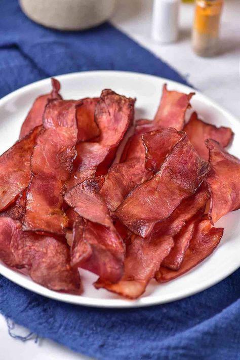 Turkey Bacon Air Fryer, Bacon For Brunch, Easy Egg Dishes, Bacon In The Air Fryer, Million Dollar Bacon, Bacon Air Fryer, Turkey Thigh Recipes, Gluten Foods, Bacon Recipes Breakfast