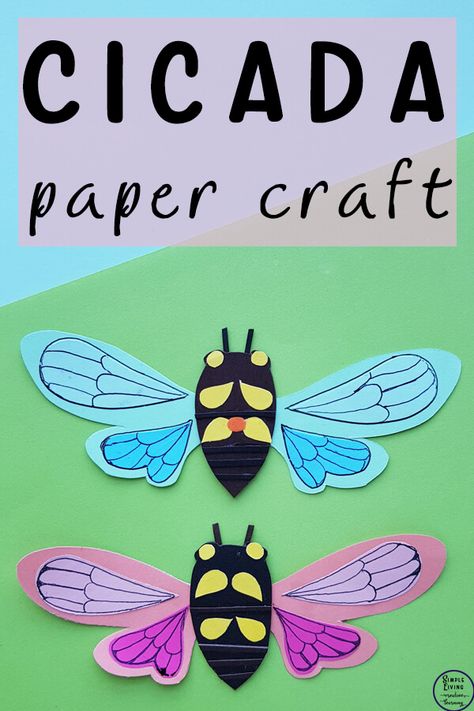 This fun cicada paper craft is a great way for children to learn about the cicada while working on their fine motor skills. Cicada Craft, Birds Activities, Easy Paper Folding, Maggie Bell, Cicada Art, Origami Insects, Paper Construction, Museum Education, Wall Hanging Ideas