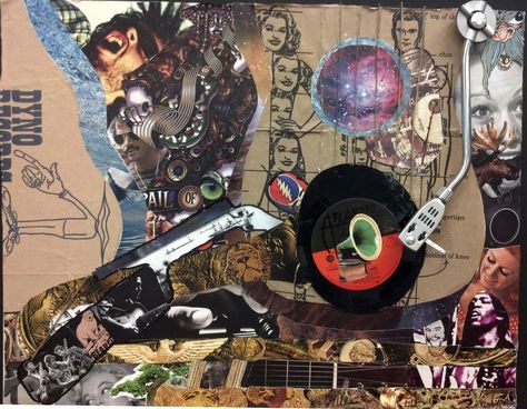 The Music Scene, collage for AP Portfolio Ap Art Portfolio Culture, Music Gcse Art, Music In Art Gcse, Ap Studio Art Sustained Investigation, Higher Art Expressive Folio, Gcse Art Sketchbook, Gcse Art, Ap Art, Art Portfolio