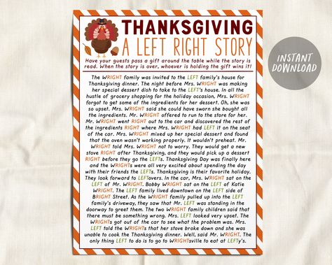 Left Right Game, Fun Thanksgiving Games, Special Desserts, Thanksgiving Games, Story Games, Thanksgiving Printables, Thanksgiving Fun, Dessert Dishes, Oct 11