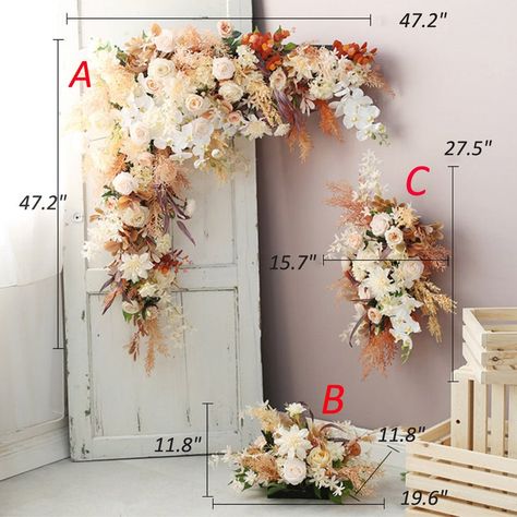 Wedding Archway Flower Wedding Corner Swag Outdoor Wedding - Etsy Pampas Arch, Pampas Arrangement, Faux Flowers Wedding, Arch Arrangement, Outdoor Wedding Backdrops, Sage Eucalyptus, Flower Swag, Wedding Swag, Fall Wedding Tables