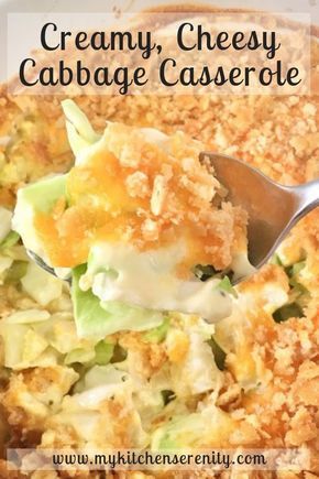 Cabbage casserole with a creamy sauce and cheesy cracker topping. #cabbagerecipe #cabbagecasserole #easycasserole Cheesy Cabbage Casserole, Cheesy Cabbage, Cabbage Casserole Recipe, Creamed Cabbage, Cabbage Casserole Recipes, Baked Cabbage, Vegetable Casserole Recipes, Veggie Casserole, Cabbage Casserole