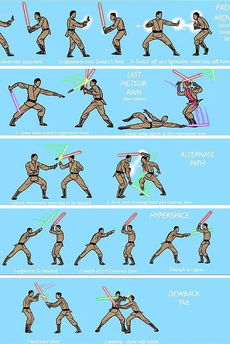 The Ultimate jedi Lightsaber Techniques Guide You Need In Your Life http://thegeeksdaily.com/jedi-lightsaber-techniques/ Lightsaber Techniques, Lightsaber Combat, Lightsaber Forms, Star Wars Meme, Jedi Training, Star Wars Painting, Star Wars Trooper, Star Wars Facts, Star Wars Light Saber