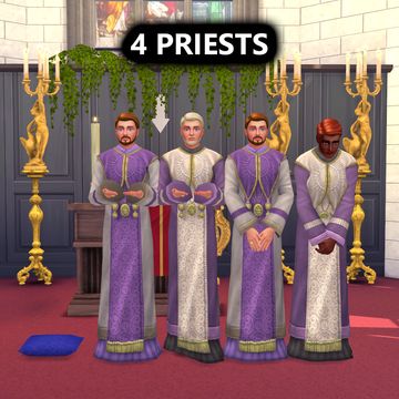 Reigningsims is creating CC for the Sims 4 | Patreon Sims Royal, Ts4 Medieval, Sims Car, Priest Outfit, Priest Robes, Sims 4 Hair Male, Sims 4 Decades Challenge, History Games, Sims 4 Piercings