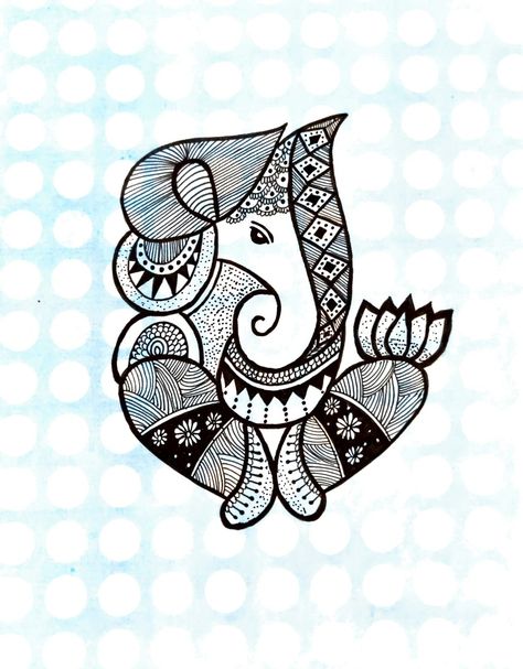 Mandala Drawing Of Ganesha, Ganesha Zentangle Art, Ganpati Mandala Art Easy, Mandala Ganesha Art, Ganesha Mandala Art, Mandala Art Drawing, Pencil Drawing Pictures, Buddhism Wallpaper, Worli Painting