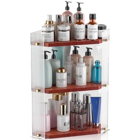 Wood Makeup Organizer, Skincare Shelf, Organize Kitchen Spices, Makeup Organizer Countertop, Bathroom Counter Organizer, Bathroom Countertop Storage, Bathroom Dresser, Dresser Kitchen, Organize Bathroom Countertop