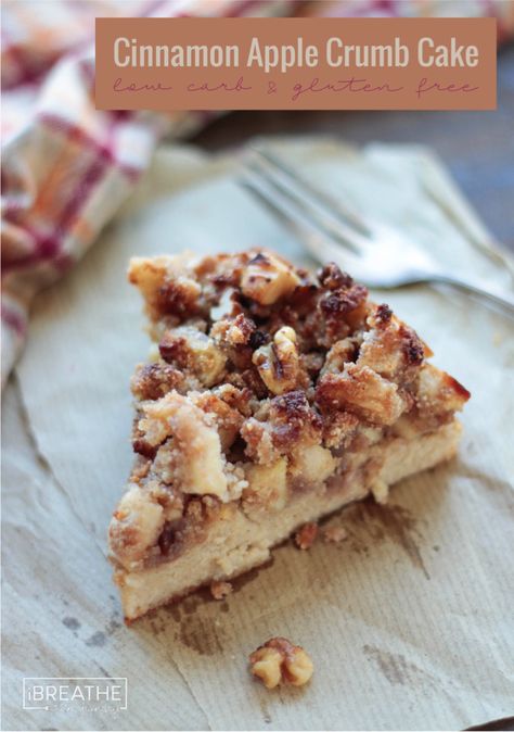 This low carb cinnamon apple crumb cake is tender and loaded with cinnamon… Apple Crumb Cake, Apple Crumb Cakes, Gluten Free Coffee, Keto Cakes, Keto Thanksgiving, Apple And Cinnamon, Apple Crumb, Keto Holiday, Low Carb Cake