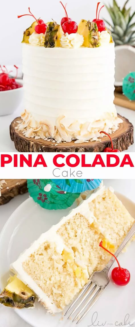 Pina Colada Cake Recipe, Dessert Coconut, Pineapple Filling, Pina Colada Cake, Nut Cake, Cocktail Cake, Pina Colada Recipe, Birthday Cake Flavors, Making Cakes