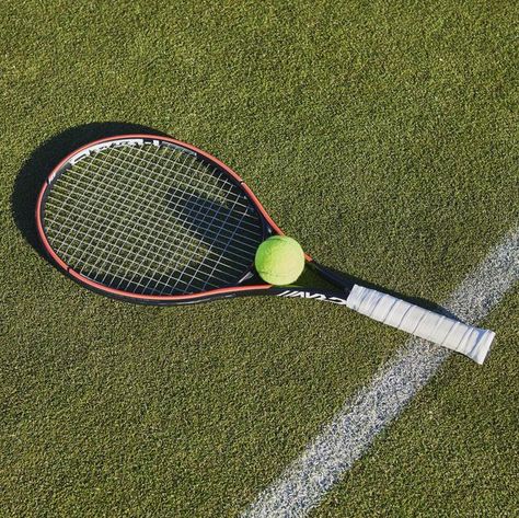 tennis racket and ball still life with long shadow on grass lawn tennis court Lawn Tennis Court, Beginner Tennis, Lawn Tennis, Tennis Rackets, Racquets, Long Shadow, Tennis Racquet, Tennis Racket, Tennis Court