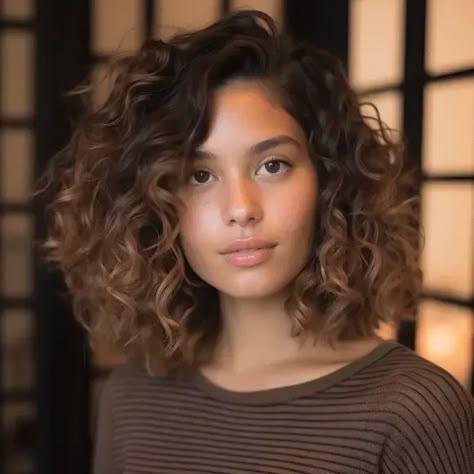 Curly Cut Shoulder Length, Long Bob Curly Hairstyles, Naturally Curly Bob Haircut, Curly Bob Side Part, Curly Hair Lob, Lob With Side Part, Side Parting Hair, Long Curly Bob Haircut, Lob Curly Hair