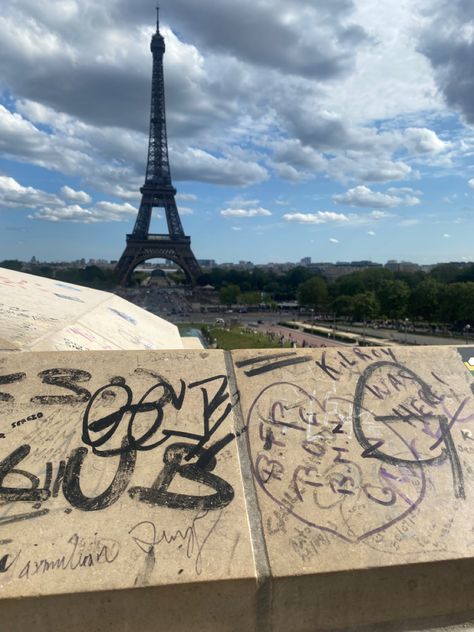 eiffel tower, torre elfel, paris, daytime, graffiti Paris Daytime, Paris Graffiti, Public Art Installation, Art Installation, Public Art, Installation Art, Eiffel Tower, Graffiti, Tower